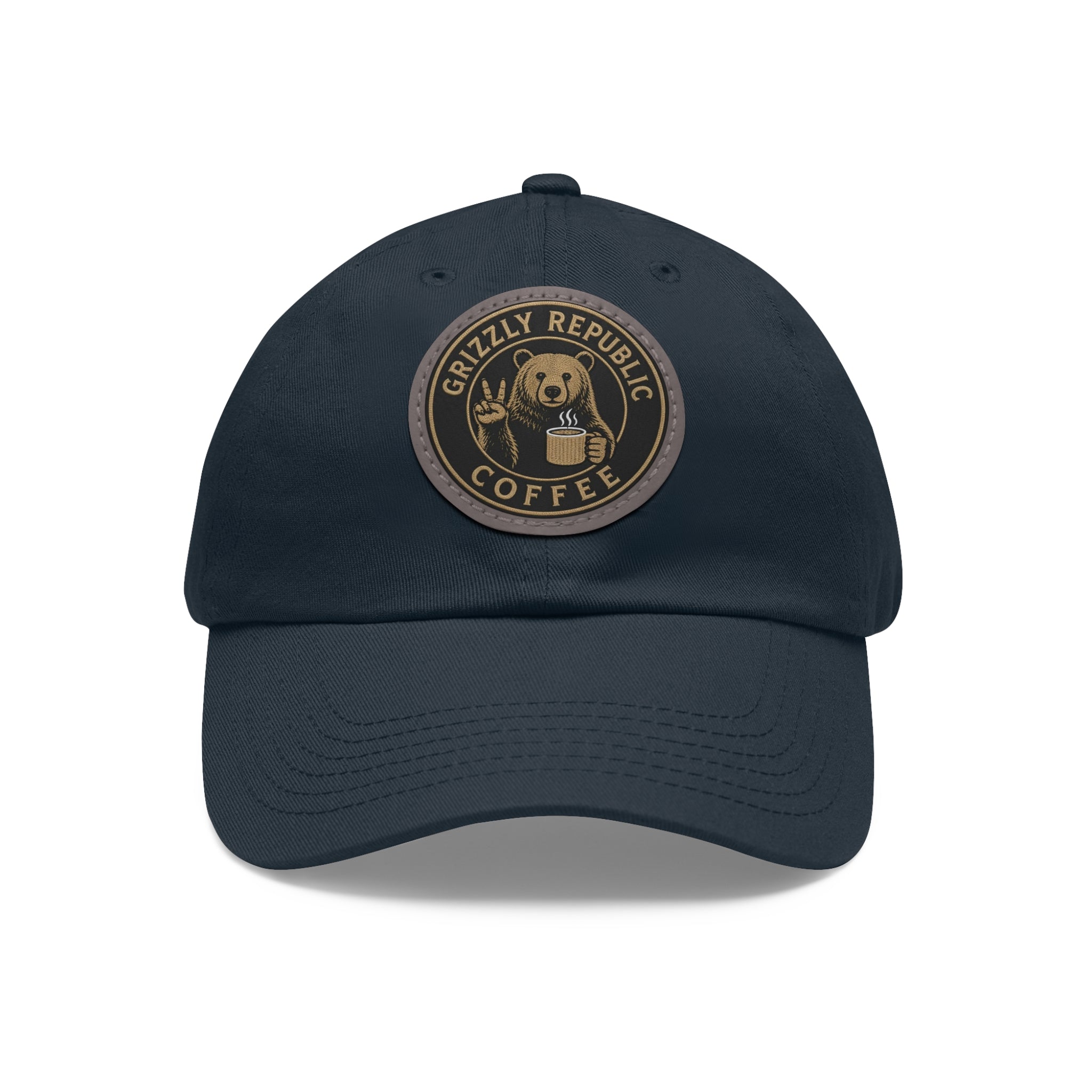 Leather Patch Dad Hat – Grizzly Republic Coffee Logo Cap
