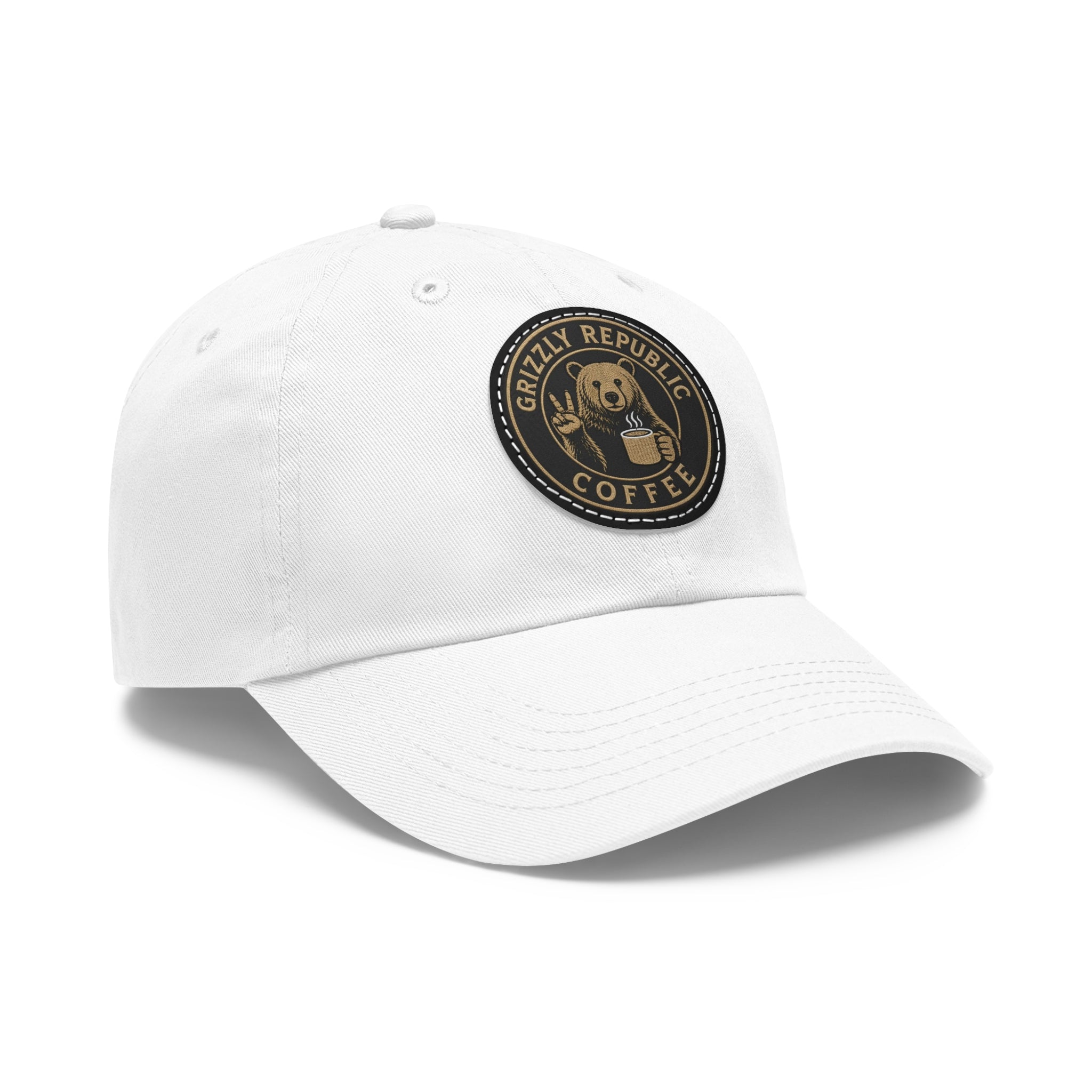 Leather Patch Dad Hat – Grizzly Republic Coffee Logo Cap