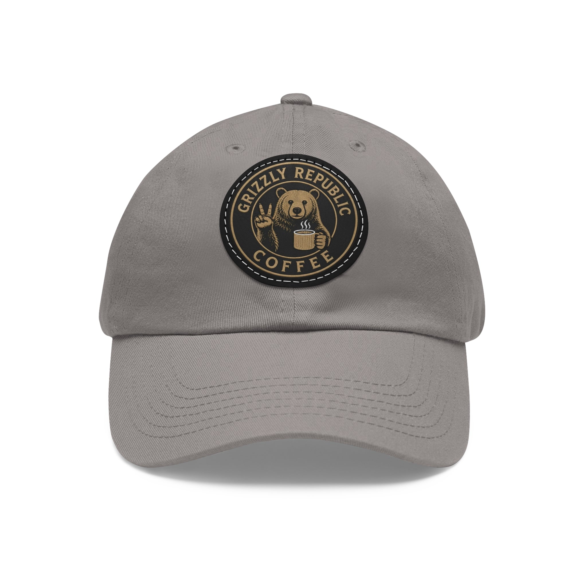 Leather Patch Dad Hat – Grizzly Republic Coffee Logo Cap