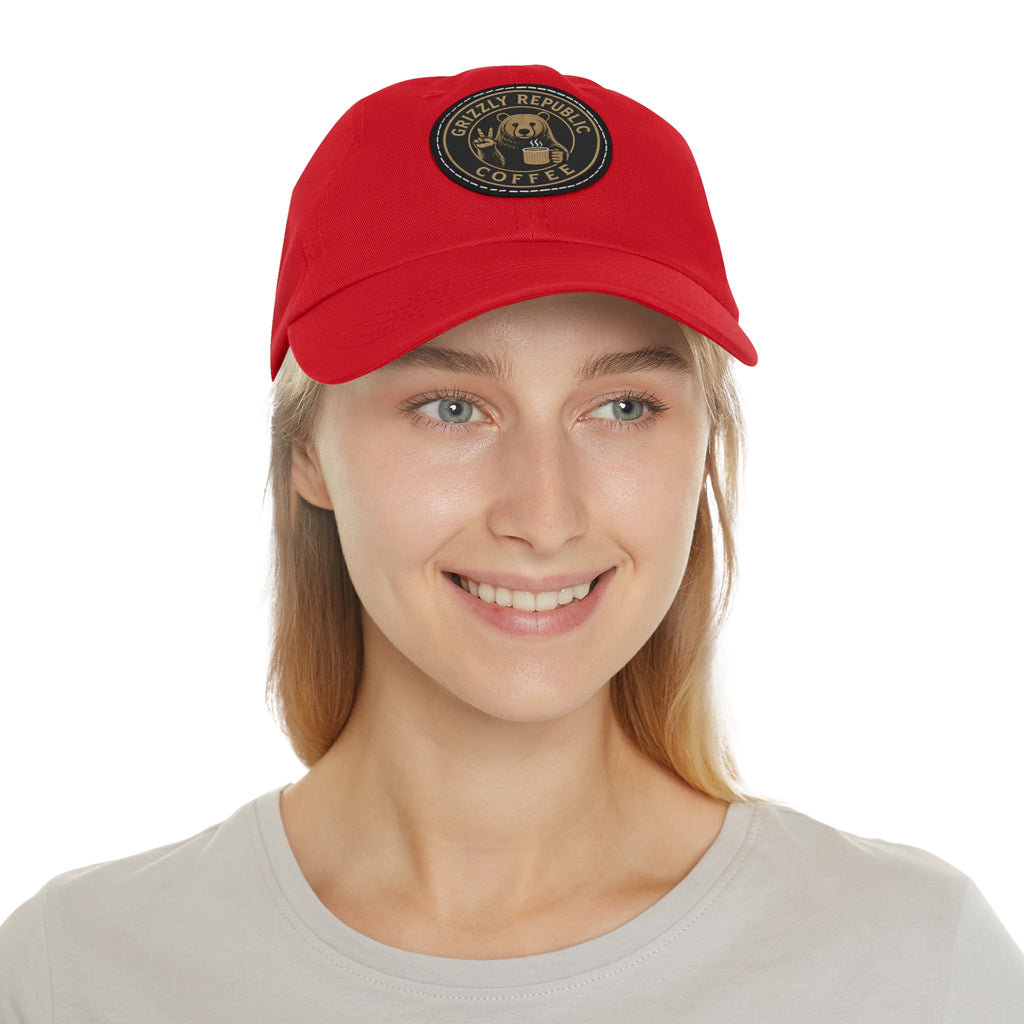 Leather Patch Dad Hat – Grizzly Republic Coffee Logo Cap
