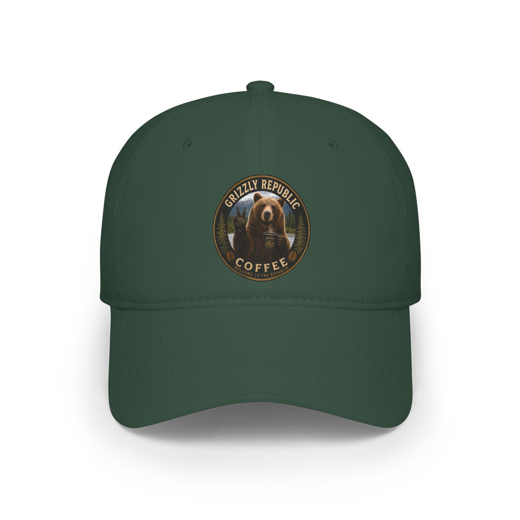 Grizzly Republic Coffee Low Profile Baseball Cap — Bear Logo Dad Hat