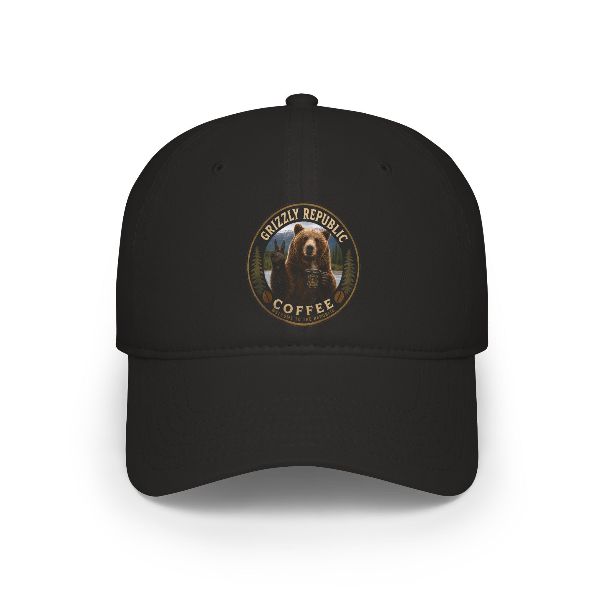 Grizzly Republic Coffee Low Profile Baseball Cap — Bear Logo Dad Hat
