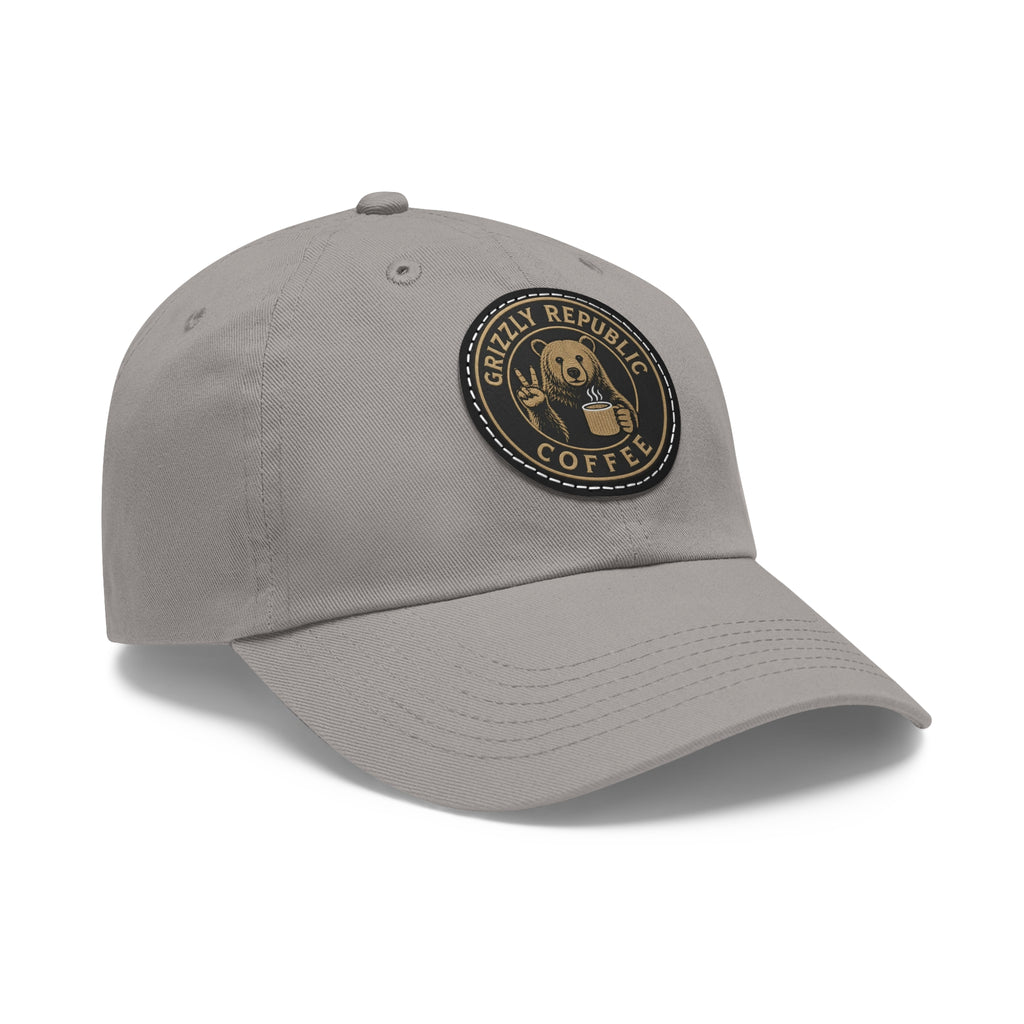 Leather Patch Dad Hat – Grizzly Republic Coffee Logo Cap