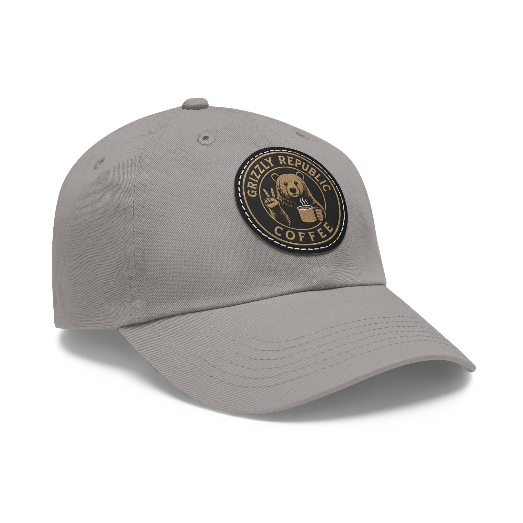 Leather Patch Dad Hat – Grizzly Republic Coffee Logo Cap