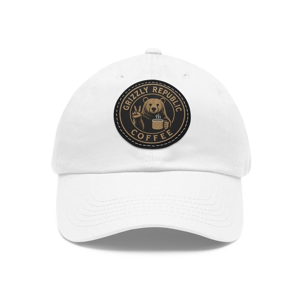 Leather Patch Dad Hat – Grizzly Republic Coffee Logo Cap