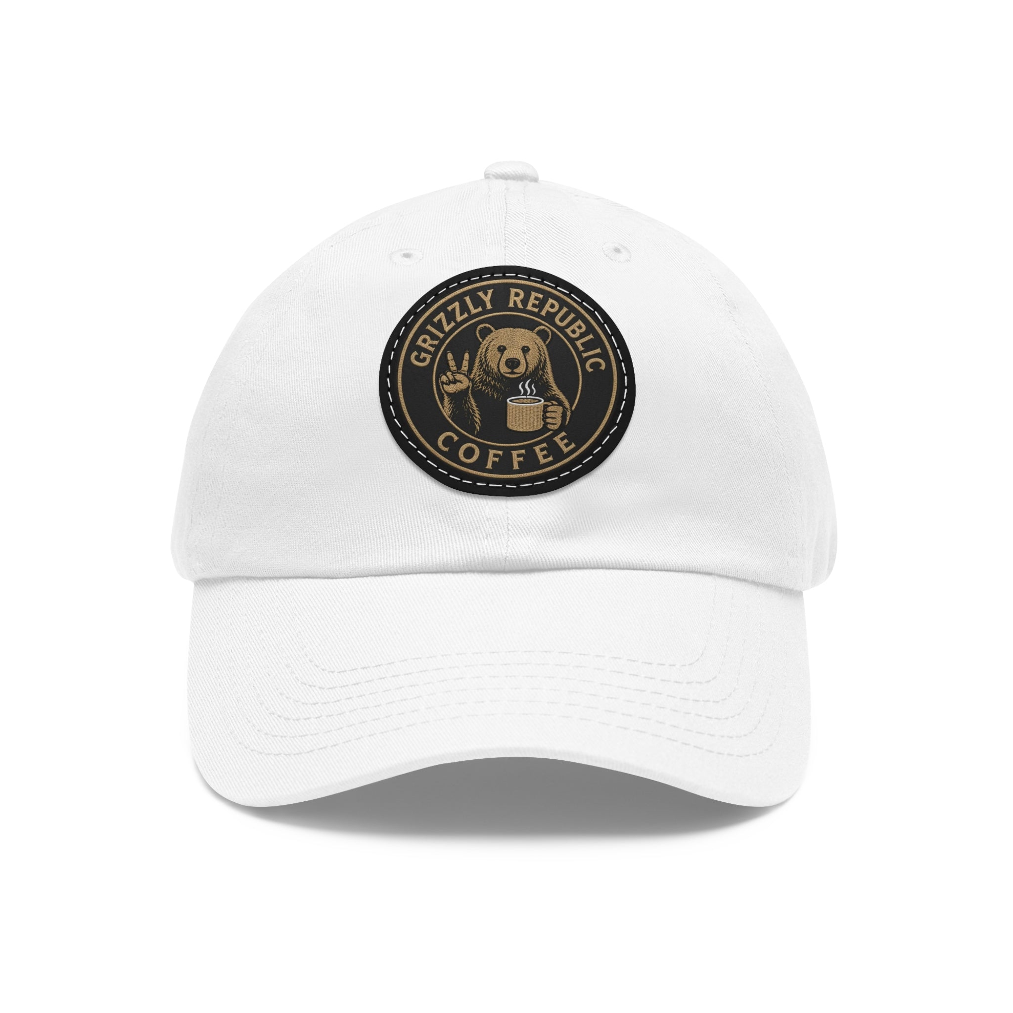 Leather Patch Dad Hat – Grizzly Republic Coffee Logo Cap