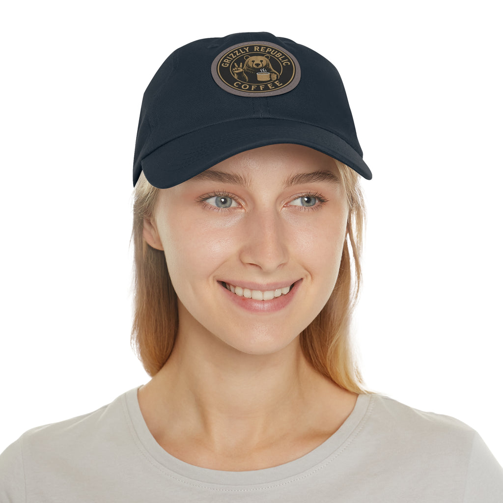 Leather Patch Dad Hat – Grizzly Republic Coffee Logo Cap
