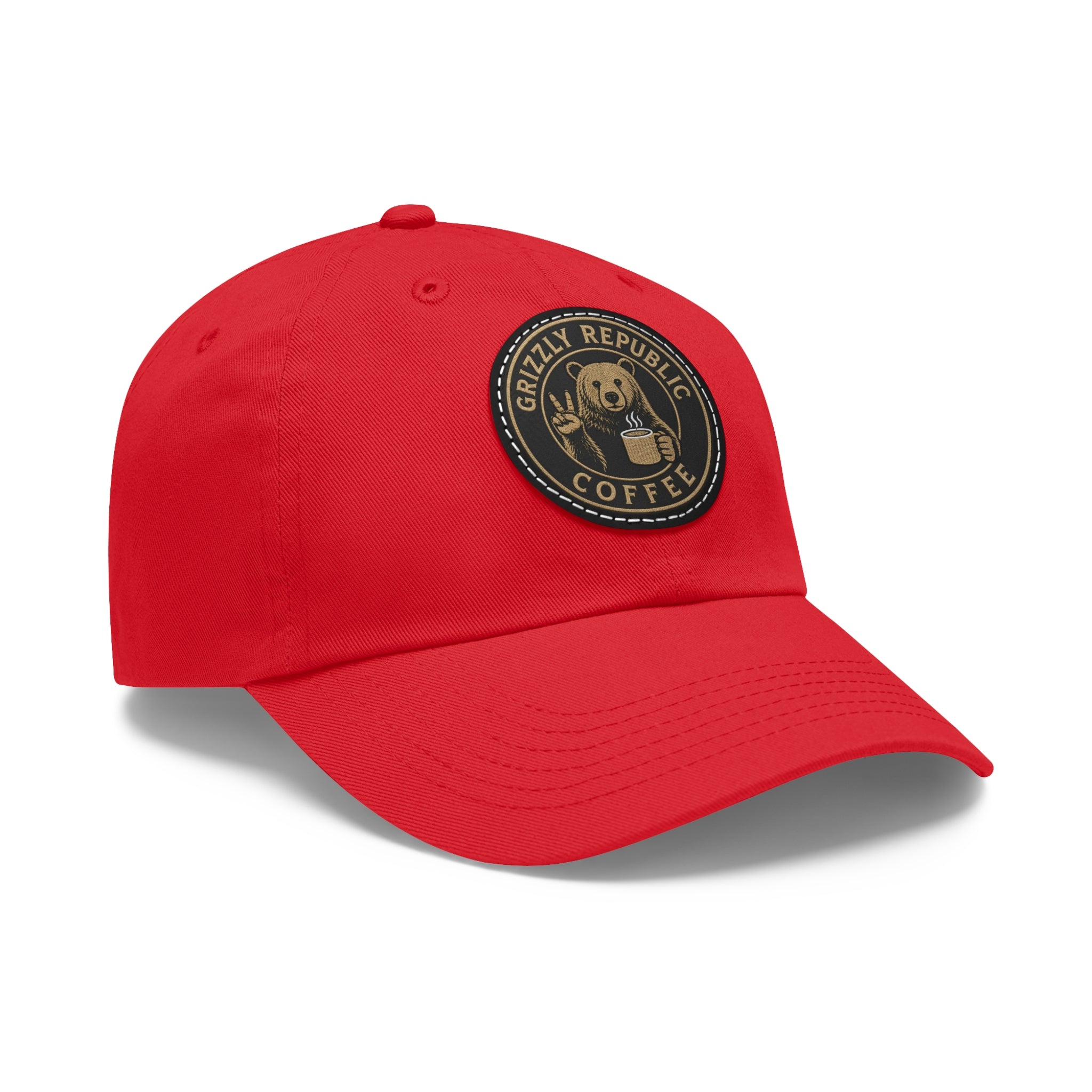 Leather Patch Dad Hat – Grizzly Republic Coffee Logo Cap