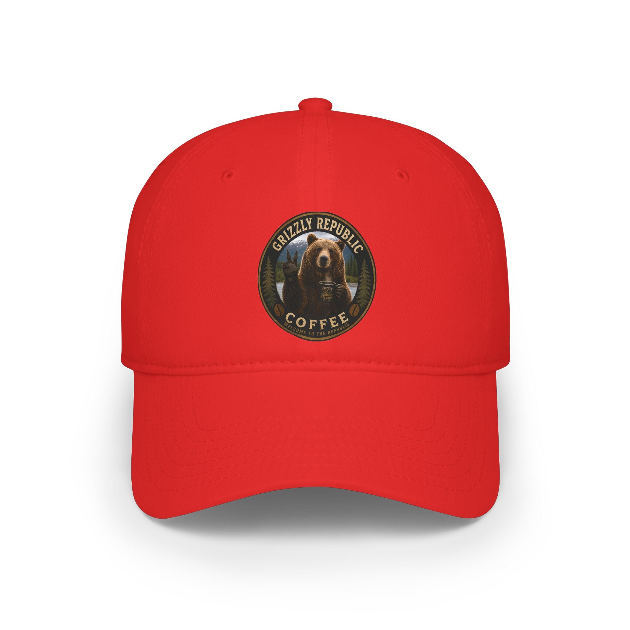 Grizzly Republic Coffee Low Profile Baseball Cap — Bear Logo Dad Hat