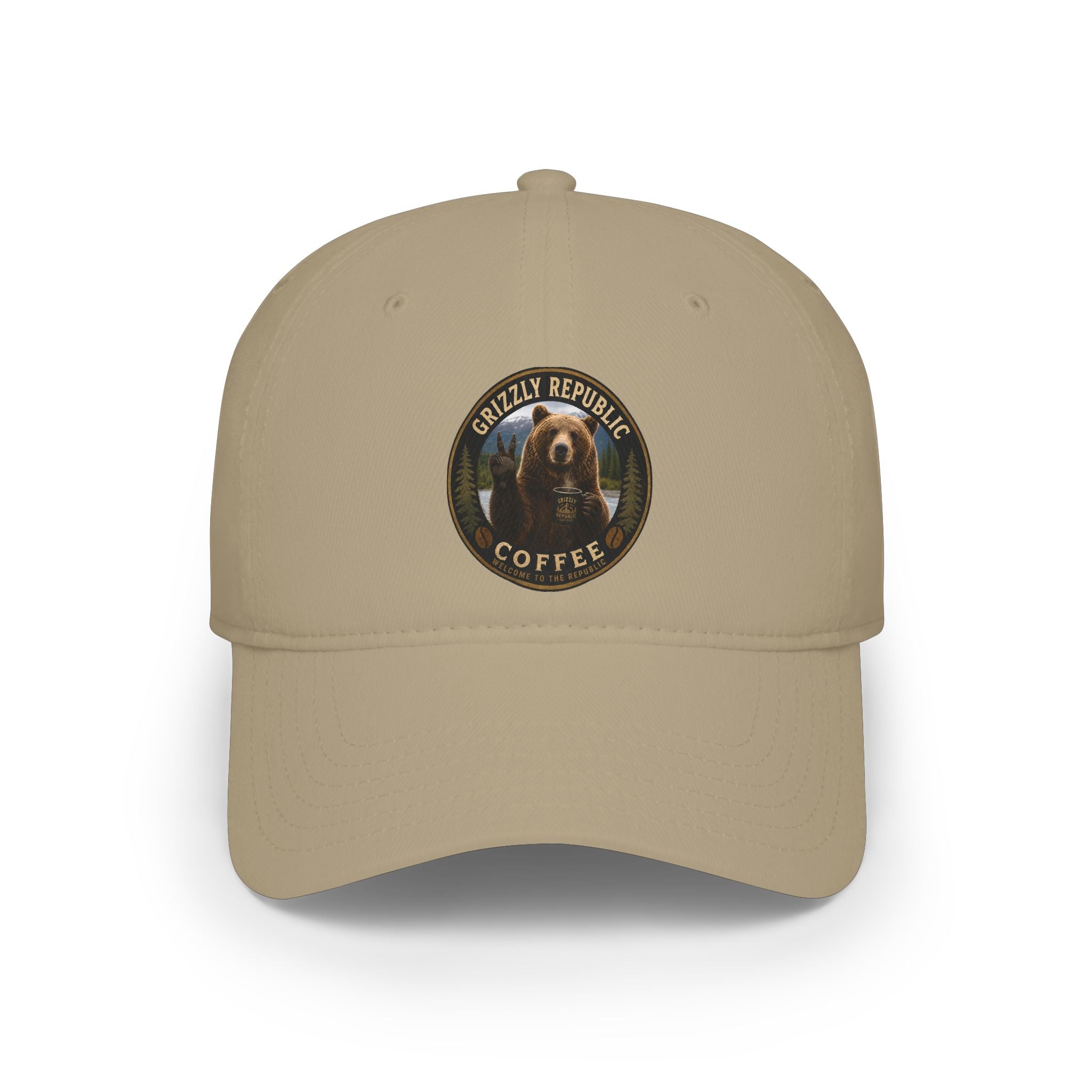 Grizzly Republic Coffee Low Profile Baseball Cap — Bear Logo Dad Hat