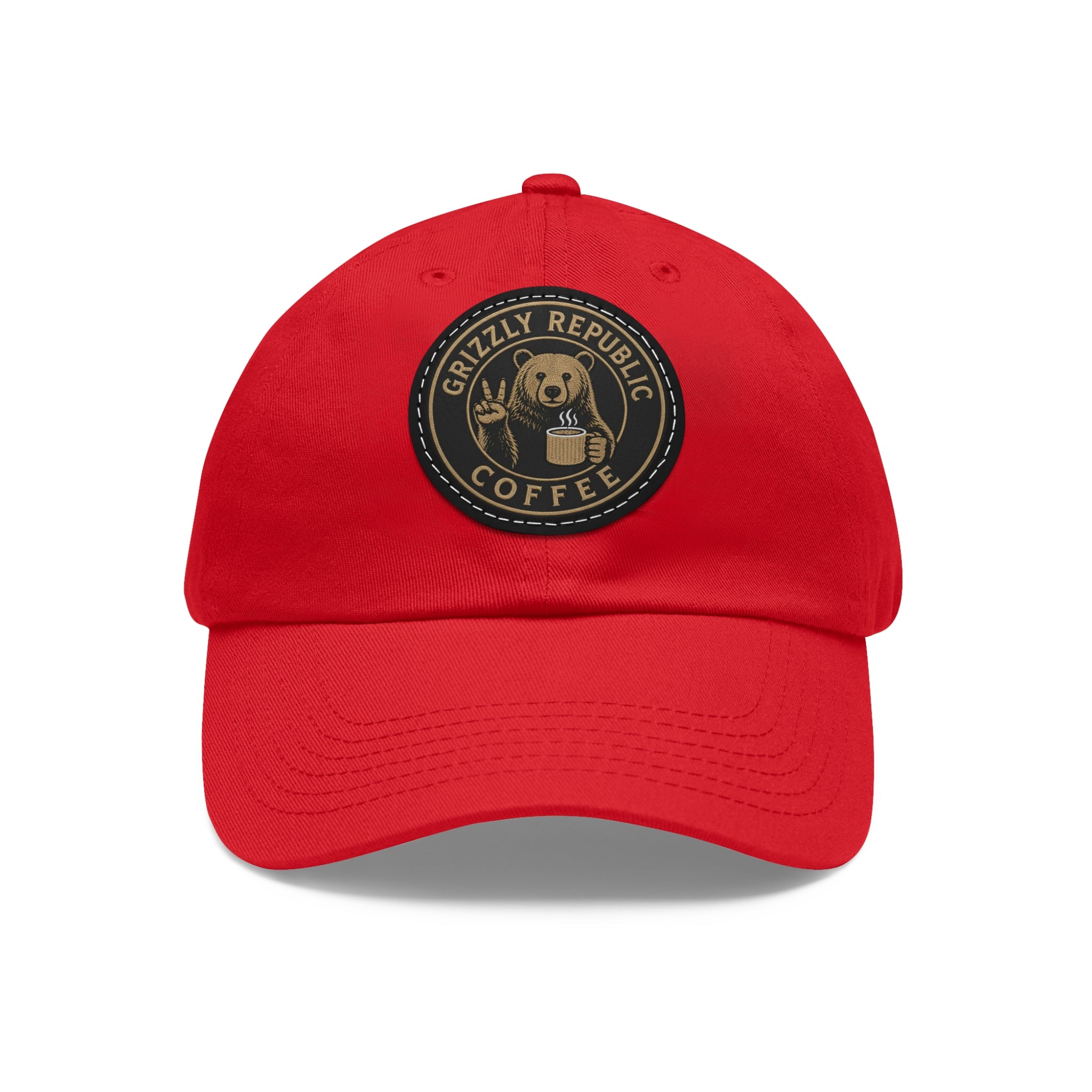 Leather Patch Dad Hat – Grizzly Republic Coffee Logo Cap