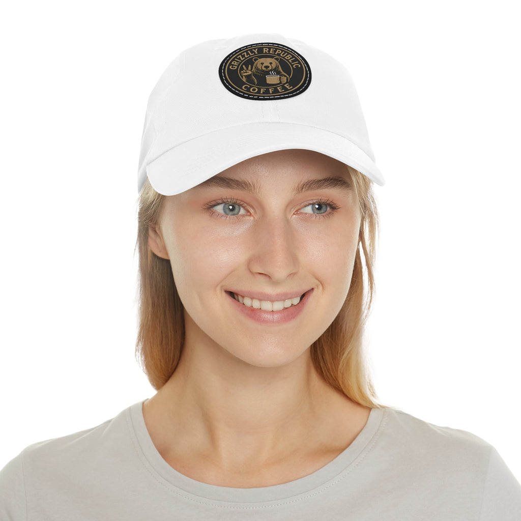 Leather Patch Dad Hat – Grizzly Republic Coffee Logo Cap
