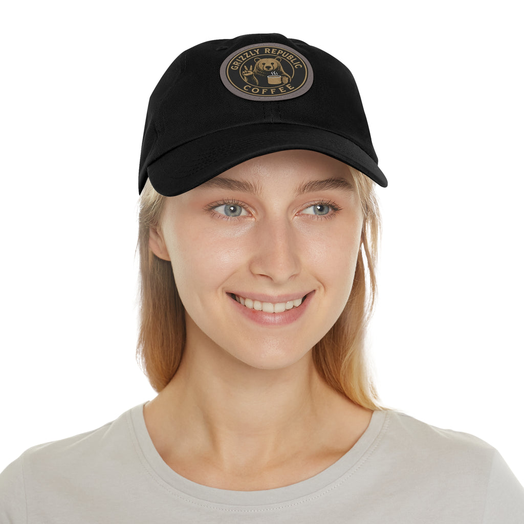 Leather Patch Dad Hat – Grizzly Republic Coffee Logo Cap