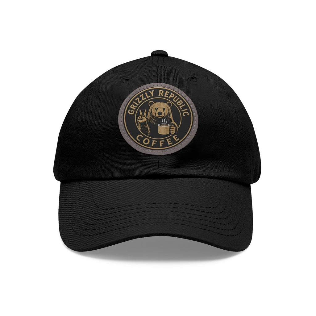 Leather Patch Dad Hat – Grizzly Republic Coffee Logo Cap