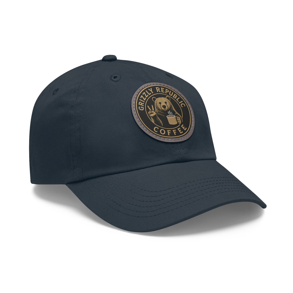 Leather Patch Dad Hat – Grizzly Republic Coffee Logo Cap