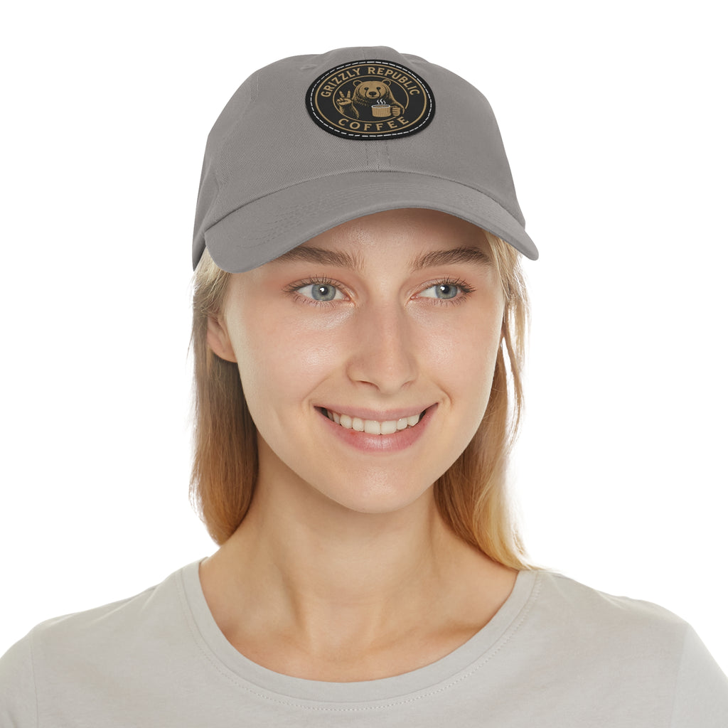 Leather Patch Dad Hat – Grizzly Republic Coffee Logo Cap